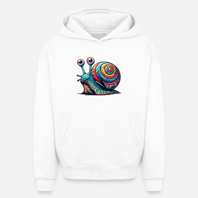 Escargot - Sweat à capuche unisexe oversize épais SPREAD - blanc