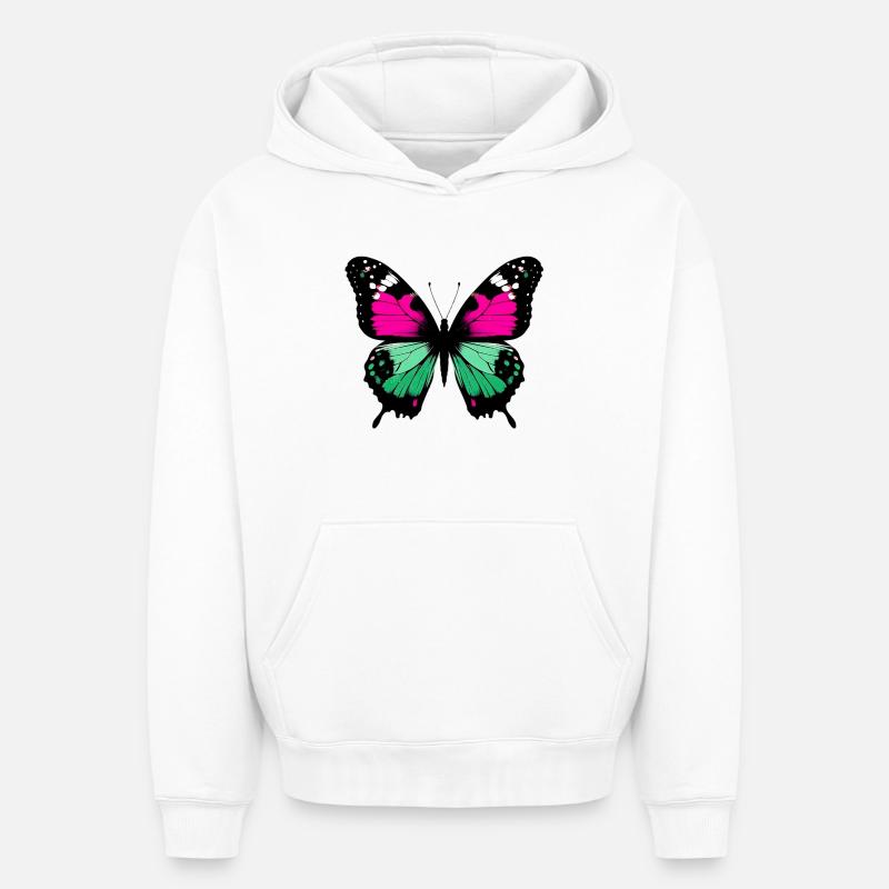 Papillon - Sweat à capuche unisexe oversize épais SPREAD - blanc