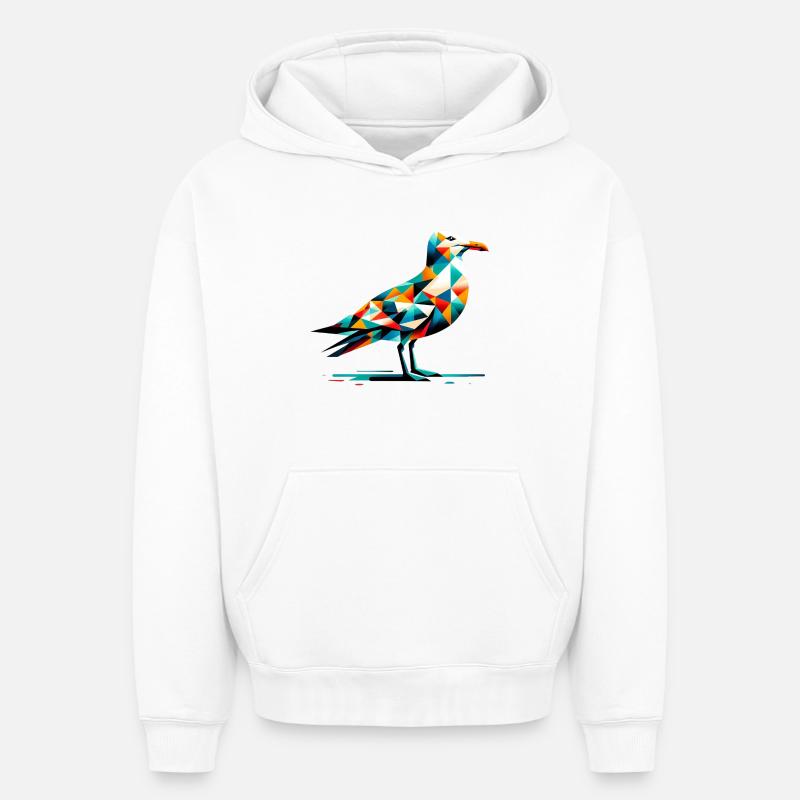 Mouette - Sweat à capuche unisexe oversize épais SPREAD - blanc