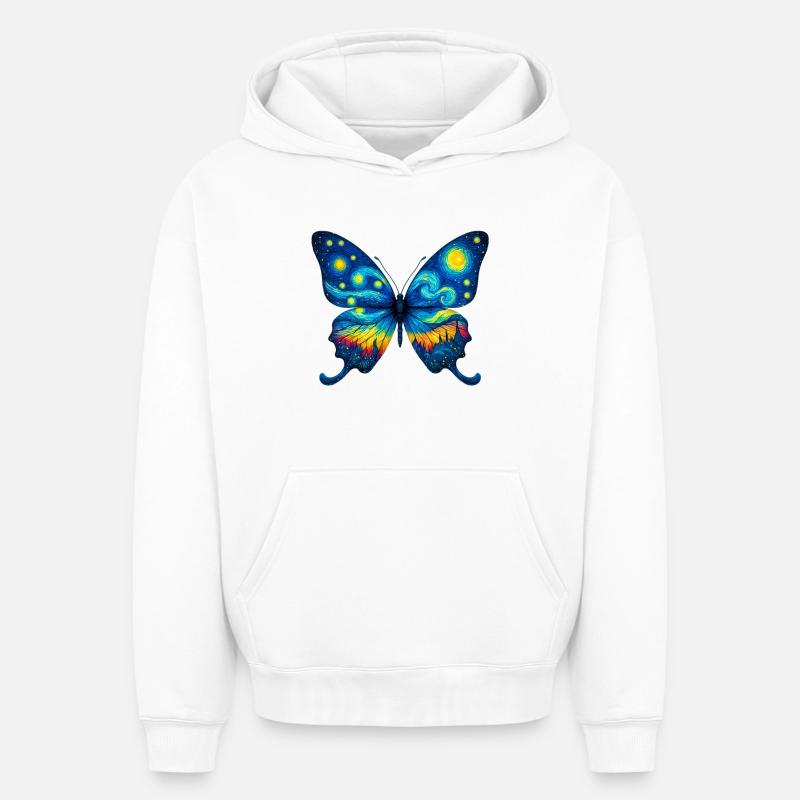 Papillon - Sweat à capuche unisexe oversize épais SPREAD - blanc