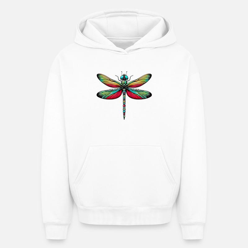 Libellule - Sweat à capuche unisexe oversize épais SPREAD - blanc