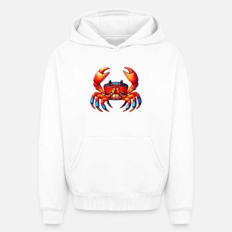 Crabe - Sweat à capuche unisexe oversize épais SPREAD - blanc