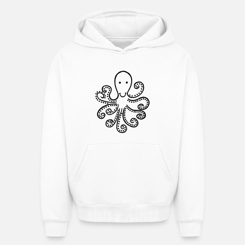 Pieuvre noire étrange - Sweat à capuche unisexe oversize épais SPREAD - blanc