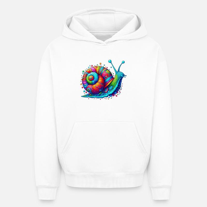 Escargot - Sweat à capuche unisexe oversize épais SPREAD - blanc