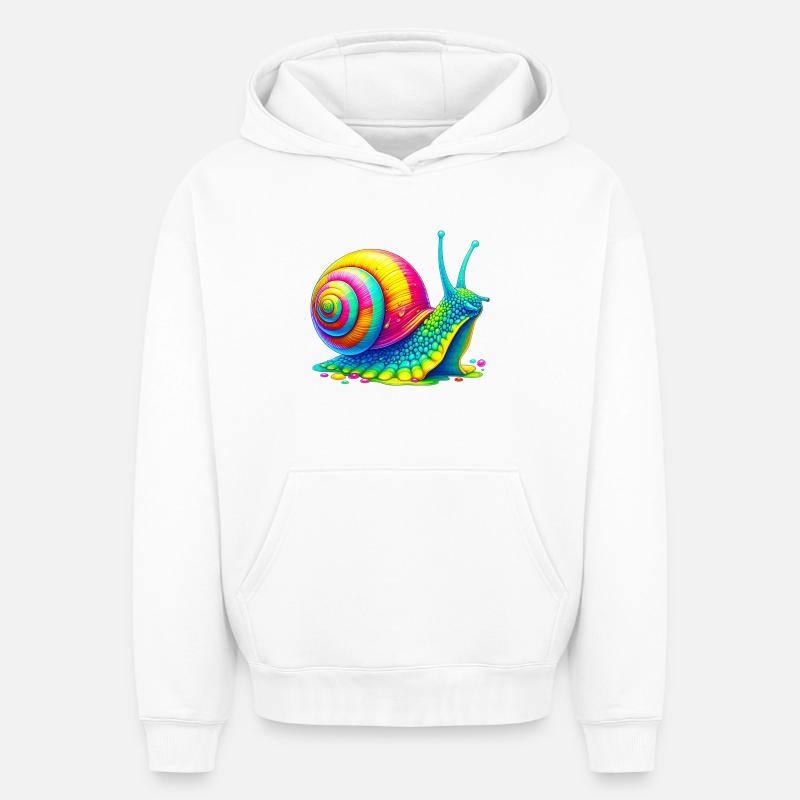 Escargot - Sweat à capuche unisexe oversize épais SPREAD - blanc