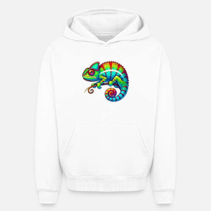 Caméléon - Sweat à capuche unisexe oversize épais SPREAD - blanc