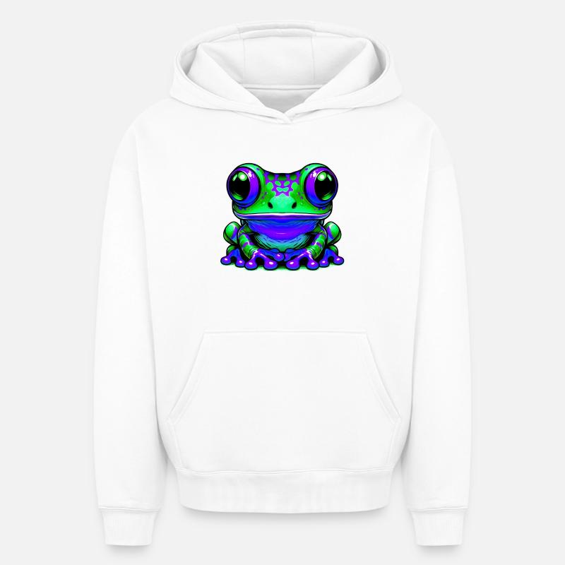 Grenouille - Sweat à capuche unisexe oversize épais SPREAD - blanc