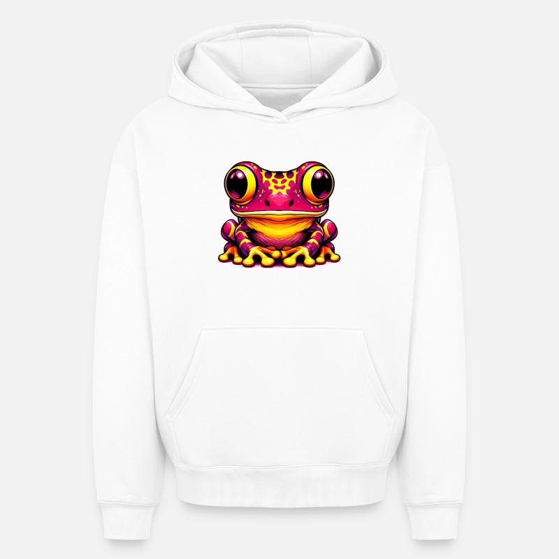 Grenouille - Sweat à capuche unisexe oversize épais SPREAD - blanc