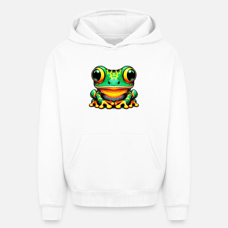 Grenouille - Sweat à capuche unisexe oversize épais SPREAD - blanc
