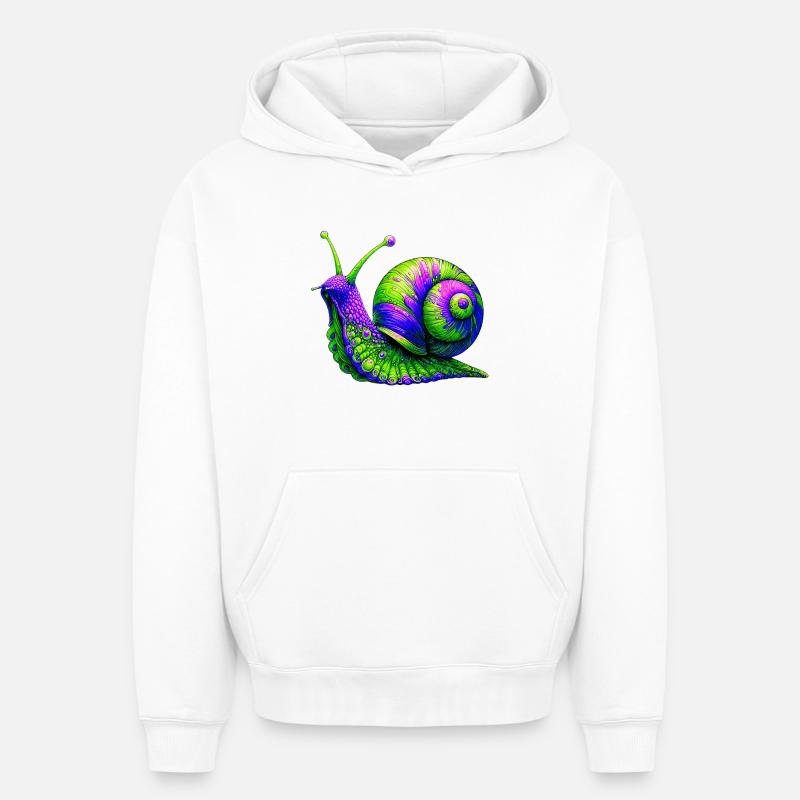 Escargot - Sweat à capuche unisexe oversize épais SPREAD - blanc