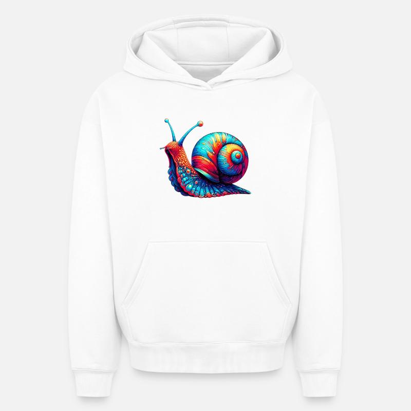 Escargot - Sweat à capuche unisexe oversize épais SPREAD - blanc