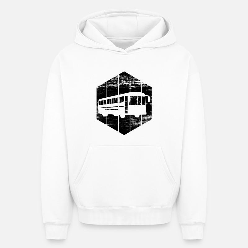 bus - Sweat à capuche unisexe oversize épais SPREAD - blanc