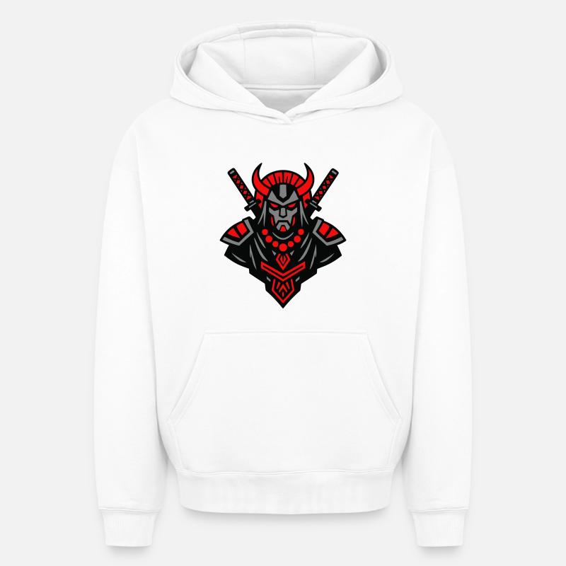 Samurai Devil Warrior - Oversized Heavyweight Unisex Hoodie - Weiß