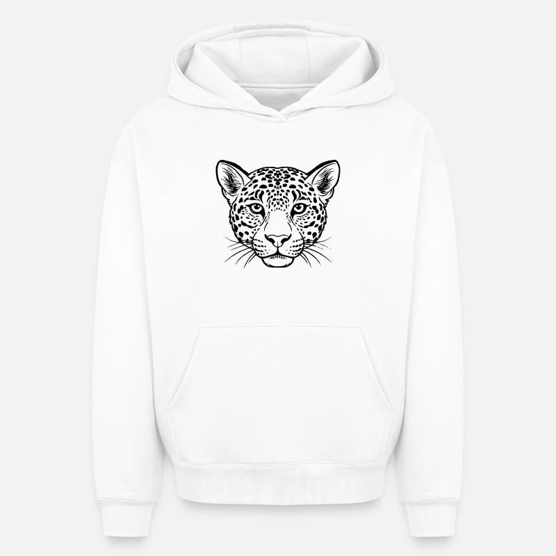 Leopardengesicht - Oversized Heavyweight Unisex Hoodie - Weiß
