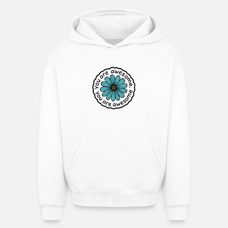 Tu es géniale - Sweat à capuche unisexe oversize épais SPREAD - blanc