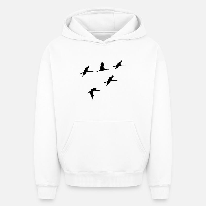 oiseau - Sweat à capuche unisexe oversize épais SPREAD - blanc