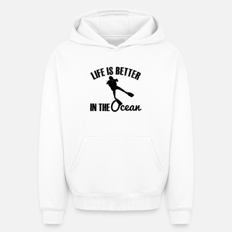 Plongée plongée - Sweat à capuche unisexe oversize épais SPREAD - blanc