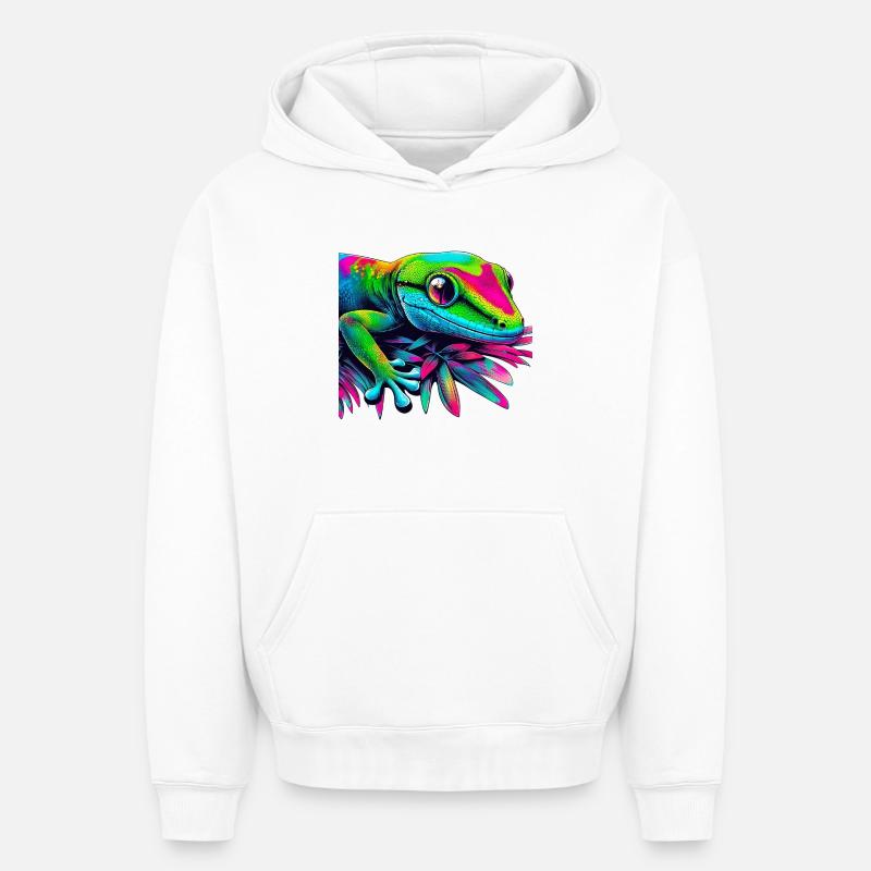 Gecko - Sweat à capuche unisexe oversize épais SPREAD - blanc