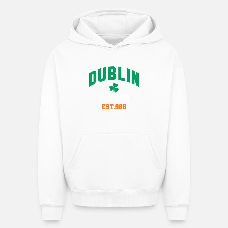 Dublin - Irlande - Sweat à capuche unisexe oversize épais SPREAD - blanc