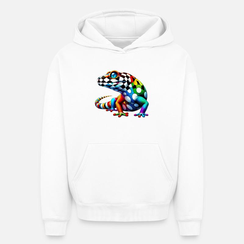 Gecko - Sweat à capuche unisexe oversize épais SPREAD - blanc