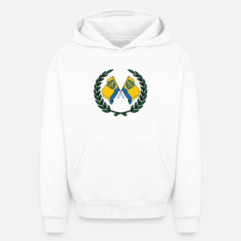 Drapeaux Opole couronne de laurier - Sweat à capuche unisexe oversize épais SPREAD - blanc
