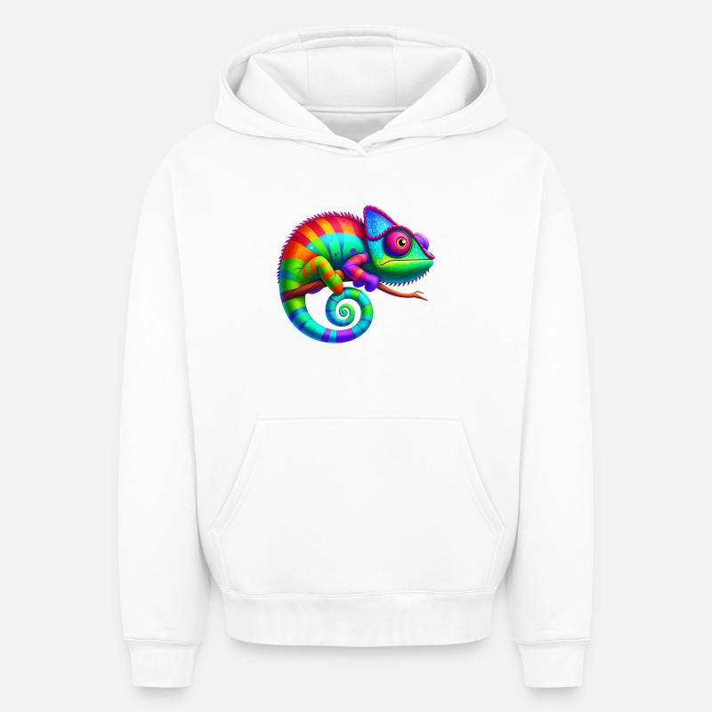 Caméléon - Sweat à capuche unisexe oversize épais SPREAD - blanc