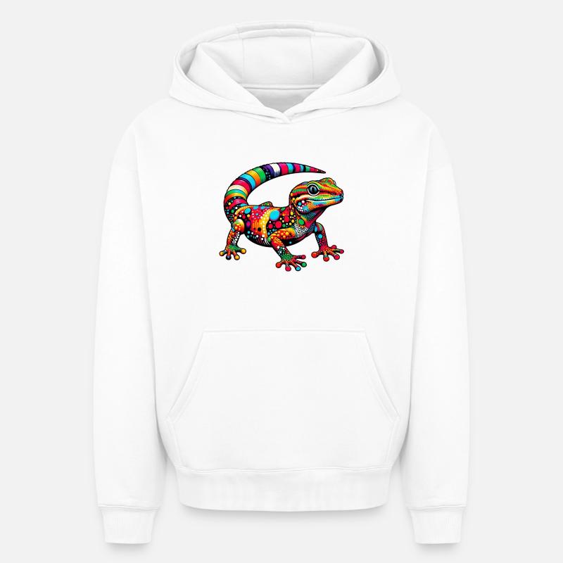 Gecko - Sweat à capuche unisexe oversize épais SPREAD - blanc