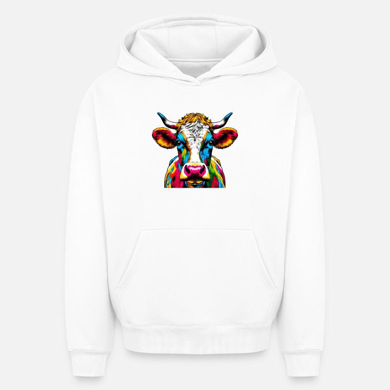 Vache - Sweat à capuche unisexe oversize épais SPREAD - blanc