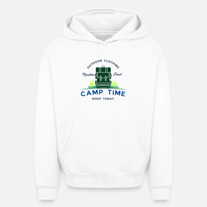 Camp tıme - Sweat à capuche unisexe oversize épais SPREAD - blanc