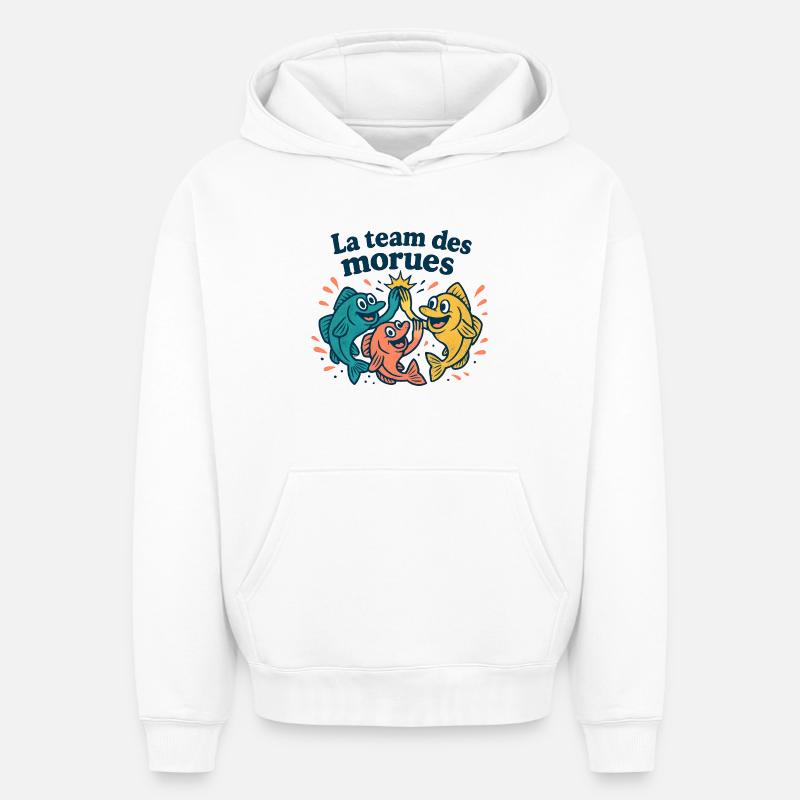 Coloured Cod Team - Oversized Heavyweight Unisex Hoodie - white