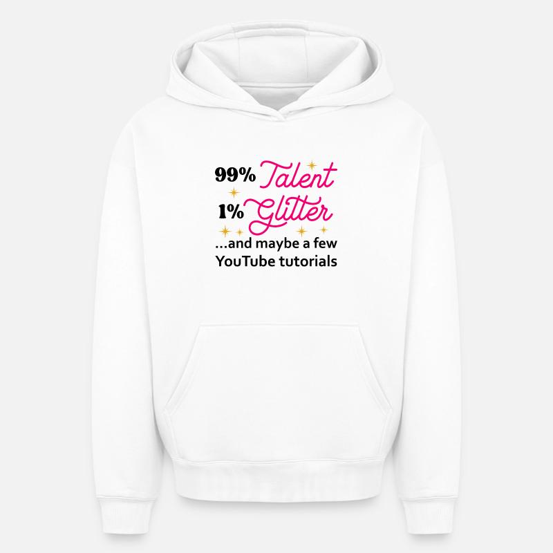 Talent Glitter Étoiles Script - Sweat à capuche unisexe oversize épais SPREAD - blanc