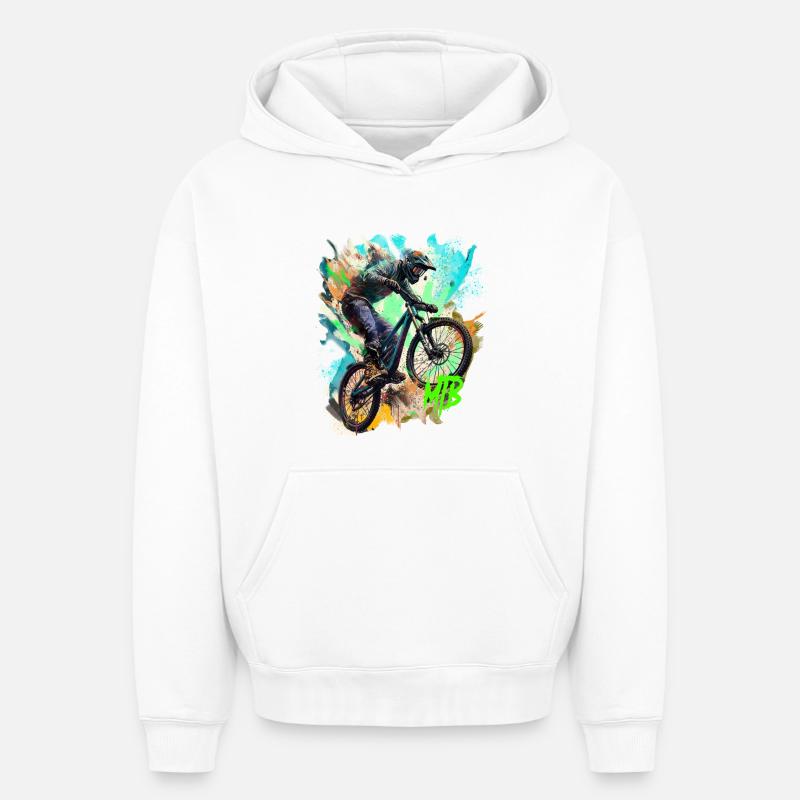 Vélo VTT - Sweat à capuche unisexe oversize épais SPREAD - blanc