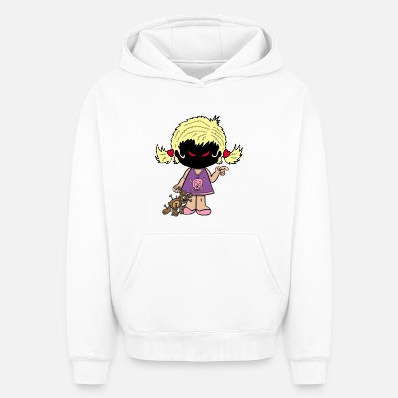 Dämonisches kleines Mädchen - Oversized Heavyweight Unisex Hoodie - Weiß