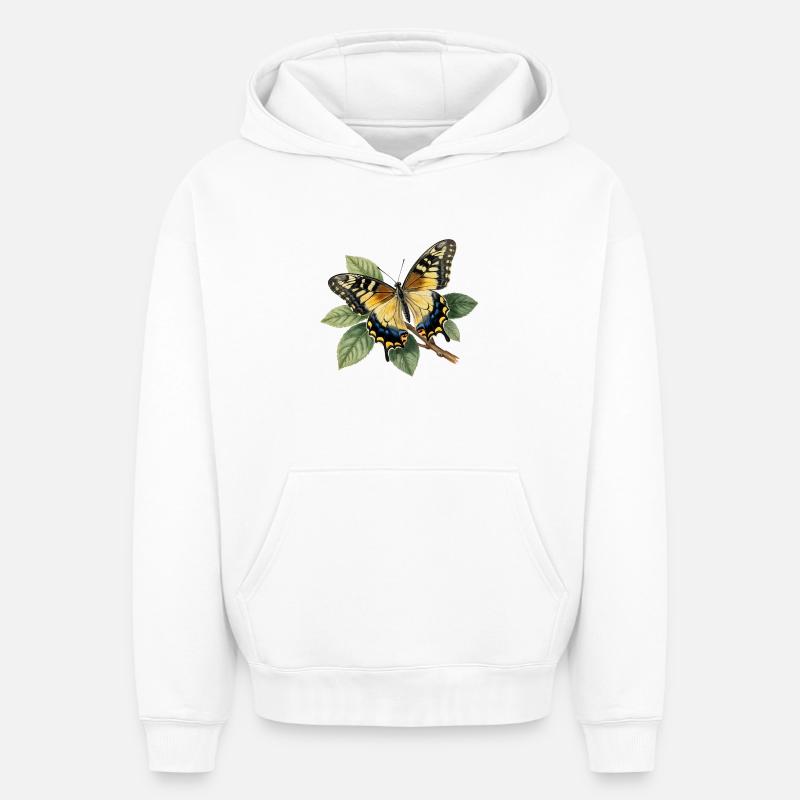 Schwalbenschwanz oder Große Haarsträhne, Papilio machaon - Oversized Heavyweight Unisex Hoodie - Weiß