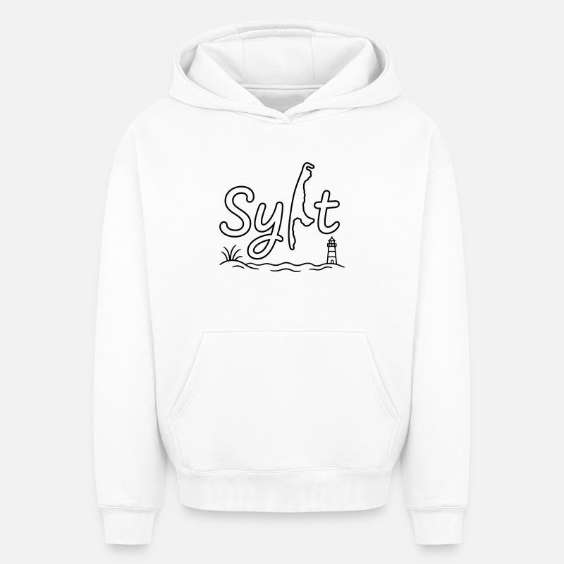 Synopsis de l’île Sylt - Sweat à capuche unisexe oversize épais SPREAD - blanc