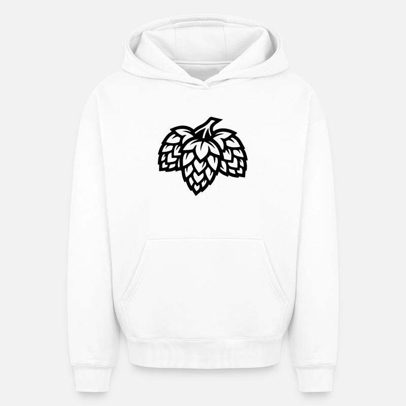 Brasserie Houblon Barley Malt - Sweat à capuche unisexe oversize épais SPREAD - blanc