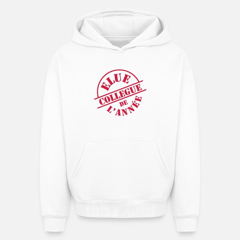 # Collègue # - Sweat à capuche unisexe oversize épais SPREAD - blanc