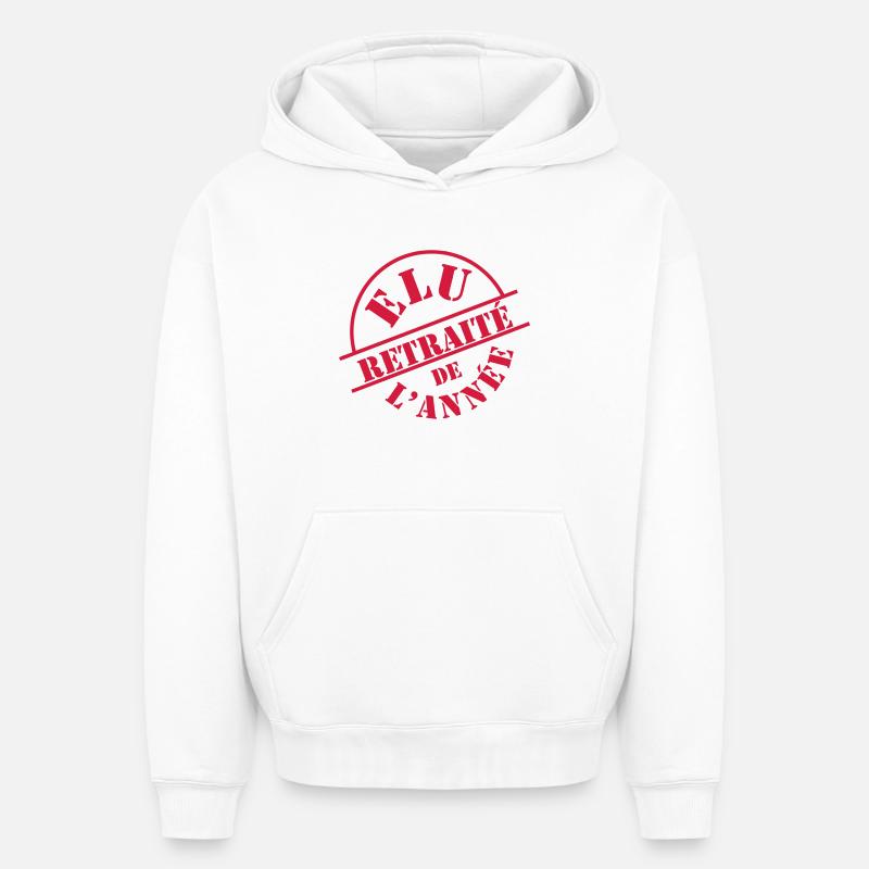 ## Retraité ## - Sweat à capuche unisexe oversize épais SPREAD - blanc