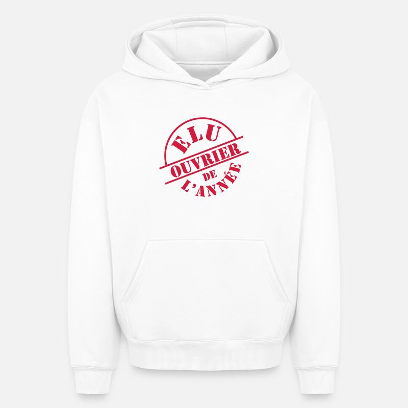 Ouvrier - Sweat à capuche unisexe oversize épais SPREAD - blanc