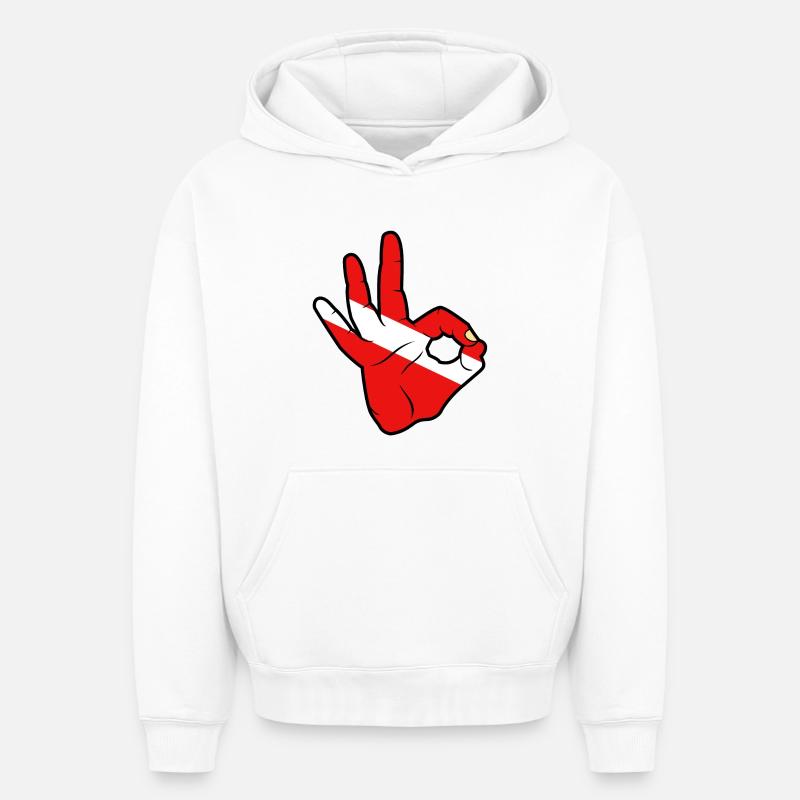 Ok Plongée Sous-Marine - Sweat à capuche unisexe oversize épais SPREAD - blanc