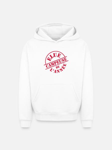 Elue Campeuse de l'année - Sweat à capuche unisexe oversize épais SPREAD - blanc