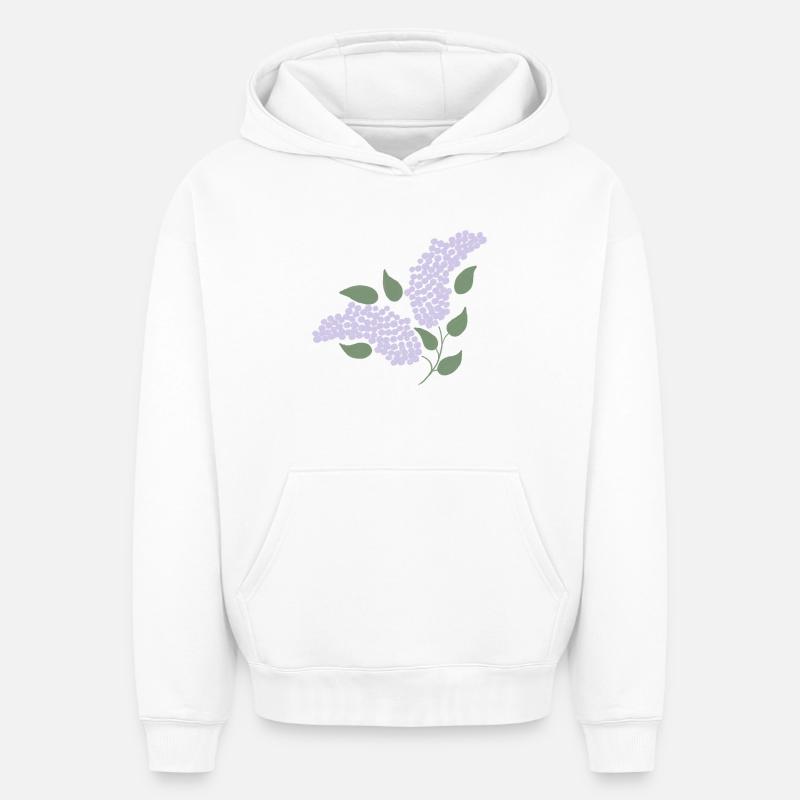 Lilas - Sweat à capuche unisexe oversize épais SPREAD - blanc