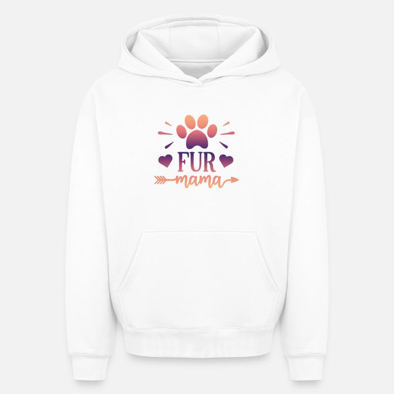Maman à fourrure - Sweat à capuche unisexe oversize épais SPREAD - blanc