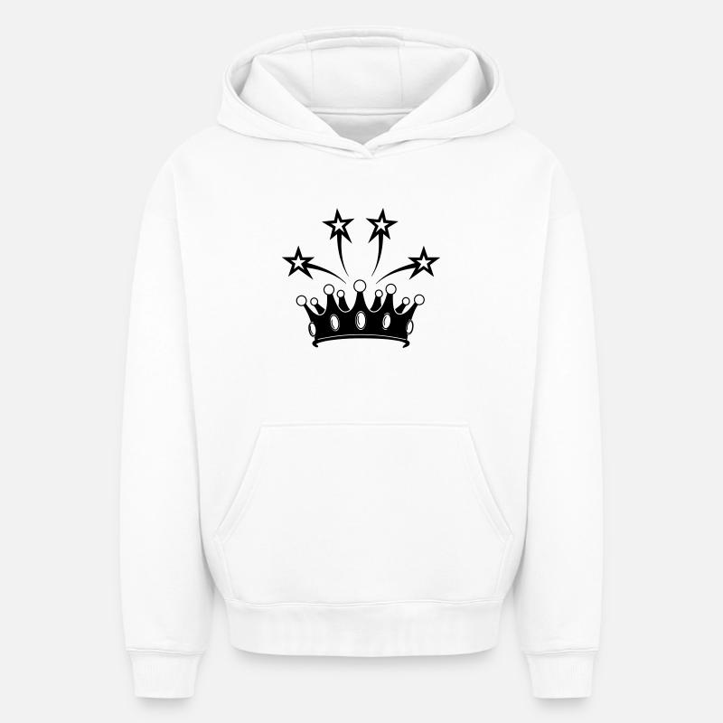 Couronne avec étoiles - Sweat à capuche unisexe oversize épais SPREAD - blanc