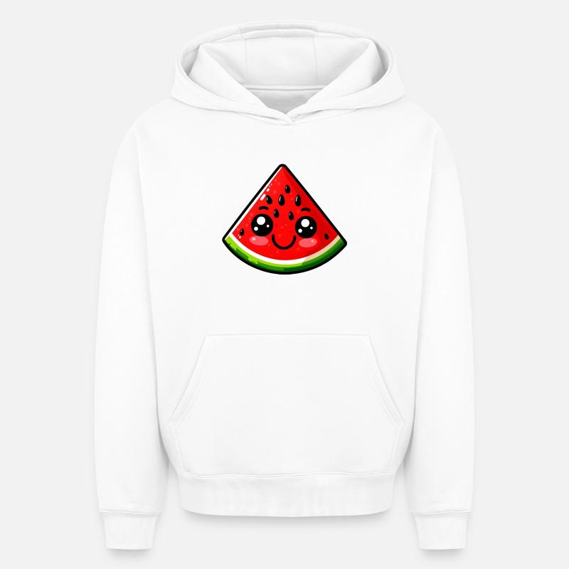 Pastèque Pastèques - Sweat à capuche unisexe oversize épais SPREAD - blanc