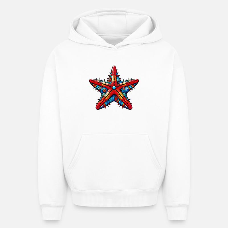 Étoile de mer - Sweat à capuche unisexe oversize épais SPREAD - blanc