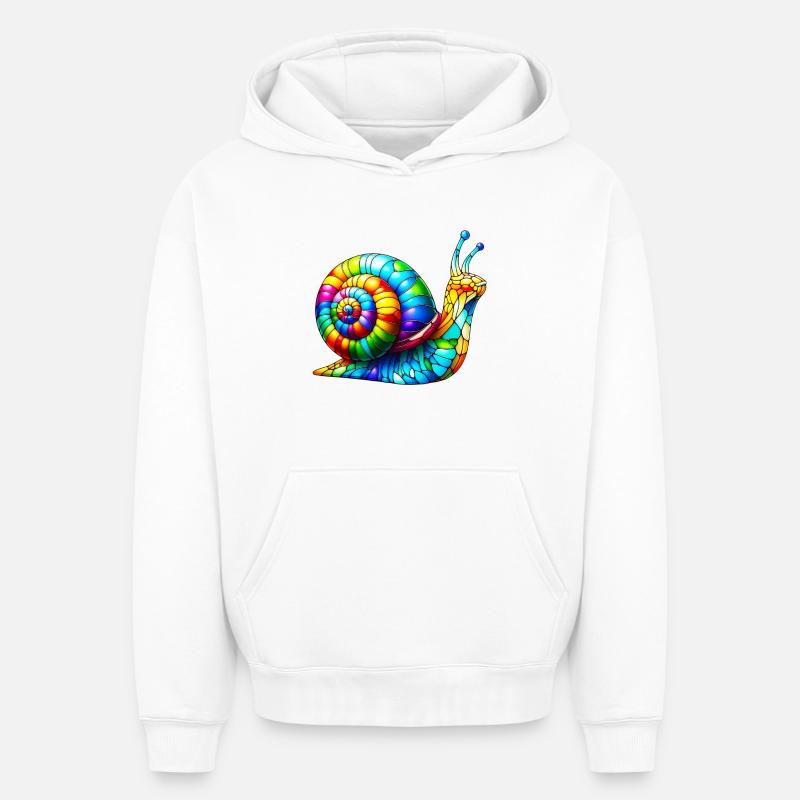 Escargot - Sweat à capuche unisexe oversize épais SPREAD - blanc