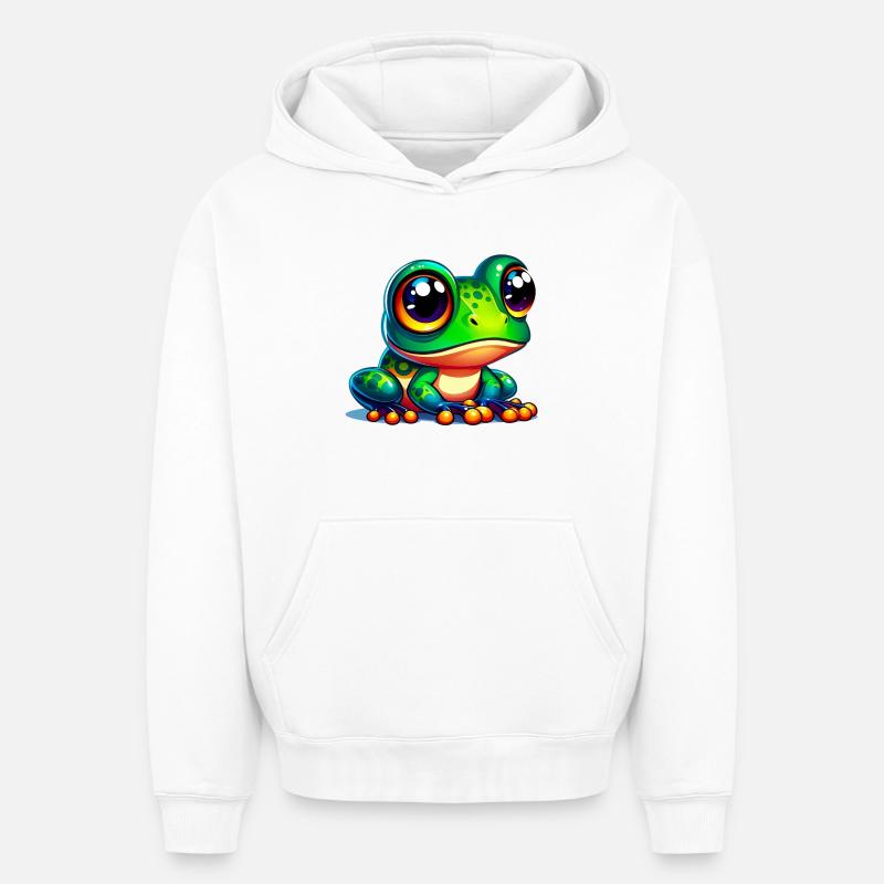 Grenouille - Sweat à capuche unisexe oversize épais SPREAD - blanc