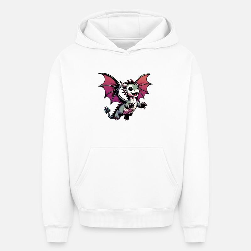 Dragon - Sweat à capuche unisexe oversize épais SPREAD - blanc