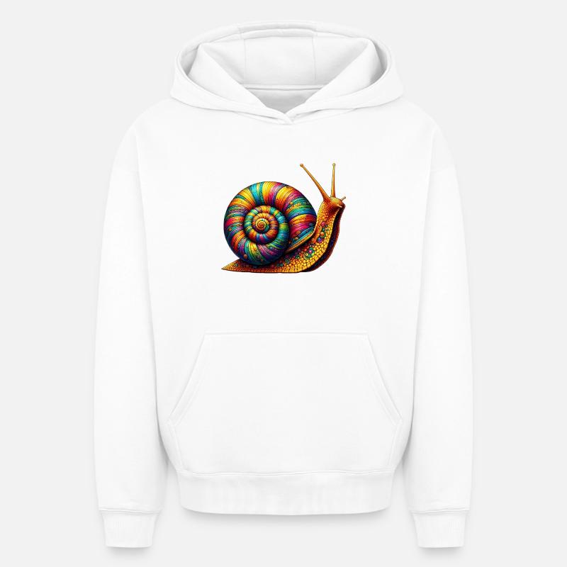 Escargot - Sweat à capuche unisexe oversize épais SPREAD - blanc